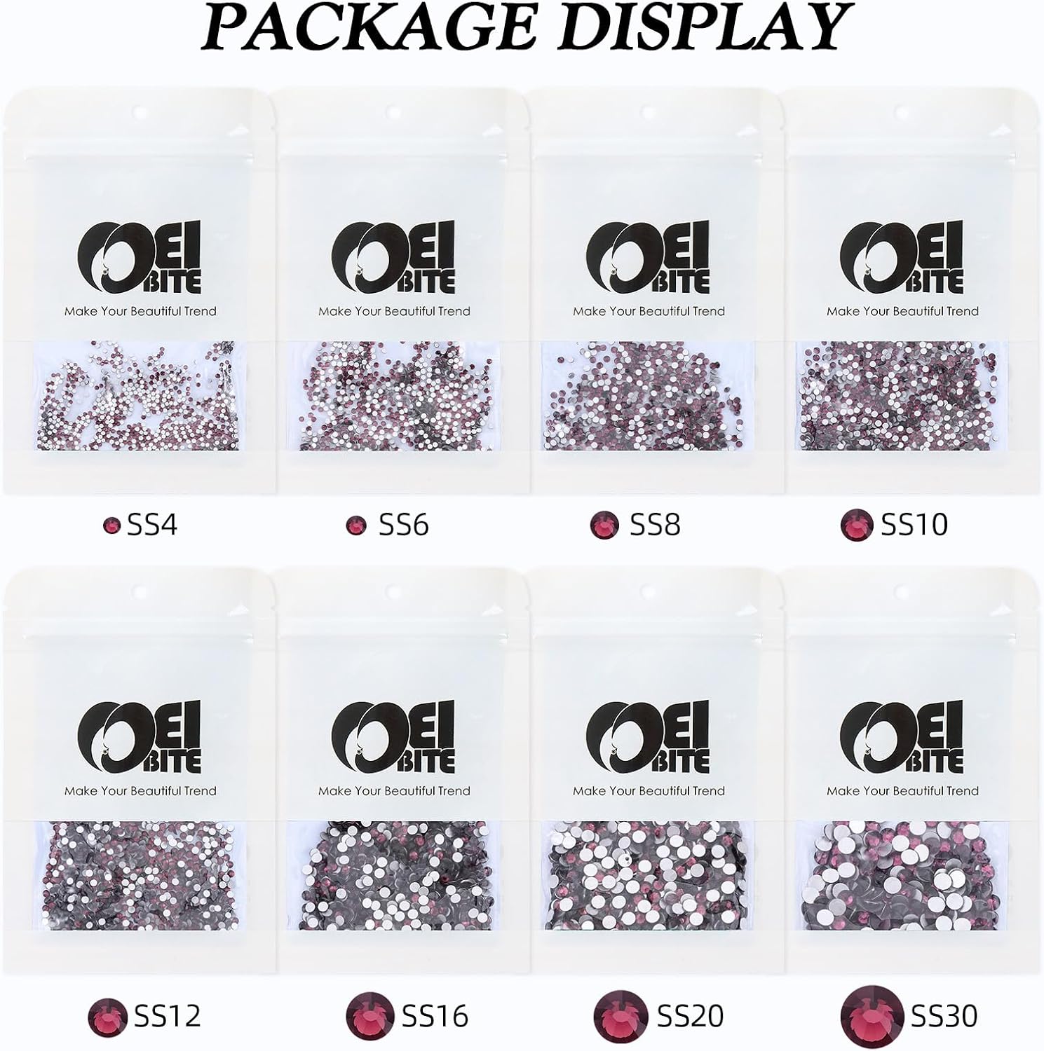 Purple Flatback Rhinestones, Glass Rhinestones for Nail Art and Craft, Glue Fix, Loose Crystal Gemstones(Purple, SS20, 1440pcs, 4.6-4.8mm)