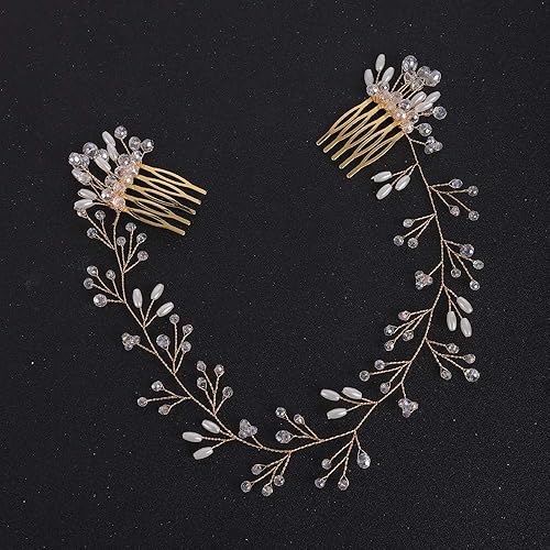 Miniatura 3 de fxmimior Accesorios para el cabello de la novia conjuntos de aretes de vid de cristal diadema de boda peine de pelo de fiesta de noche aretes y