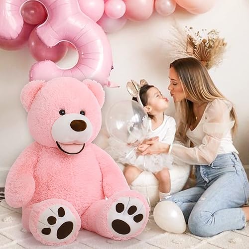 Miniatura 3 de MorisMos Oso de peluche gigante, oso marrón de 39 pulgadas y oso rosa de 39 pulgadas