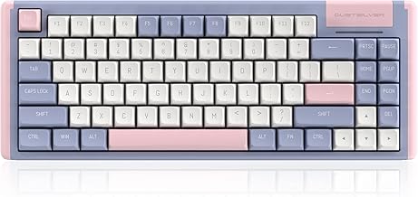 DUSTSILVER K84 - Teclado mecánico con cable intercambiable en caliente, 75% morado lila con retroiluminación LED blanca desmontable, teclas PBT, interruptores marrones para una escritura táctil suave