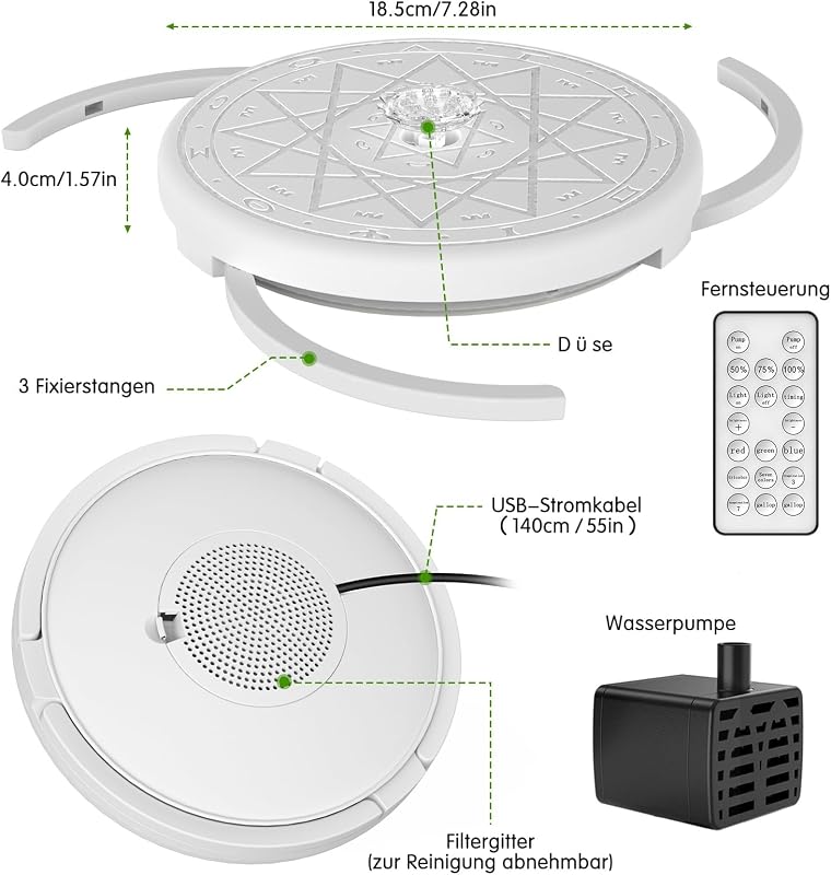 AMZtime USB LED szökőkút távirányítóval, RGB világítás, kerti és beltéri használatra