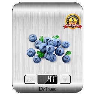 Dr Trust USA Stainless Steel Electronic Kitchen Digital Scale Weighing Machine For Health, Fitness, Diet, Nutrition, Cooking and Home Baking with Touch Button, Tare Function (5 Kg)-529 - Amazon product rated Grade A