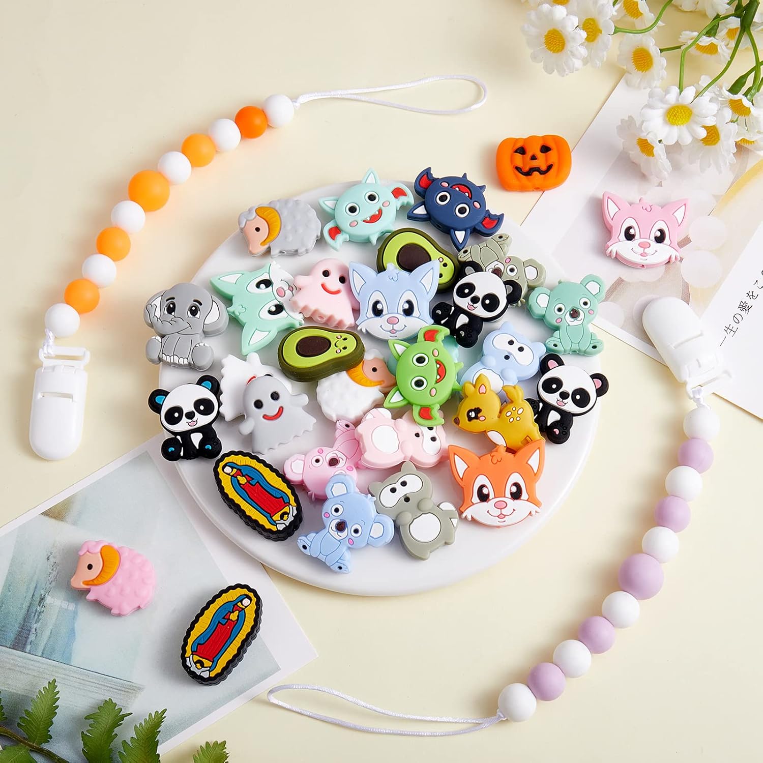 12 Piece Animal Silicone Beads - Cute DIY Bulk Beads for Handicrafts, Pens, Phone Straps, Pendants (Elephant) - Image 7