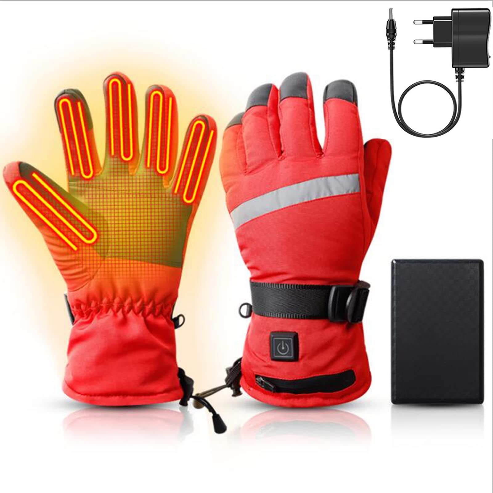 Gants chauffants électriques à batterie 2400mAh écran tactile pour cyclisme et moto