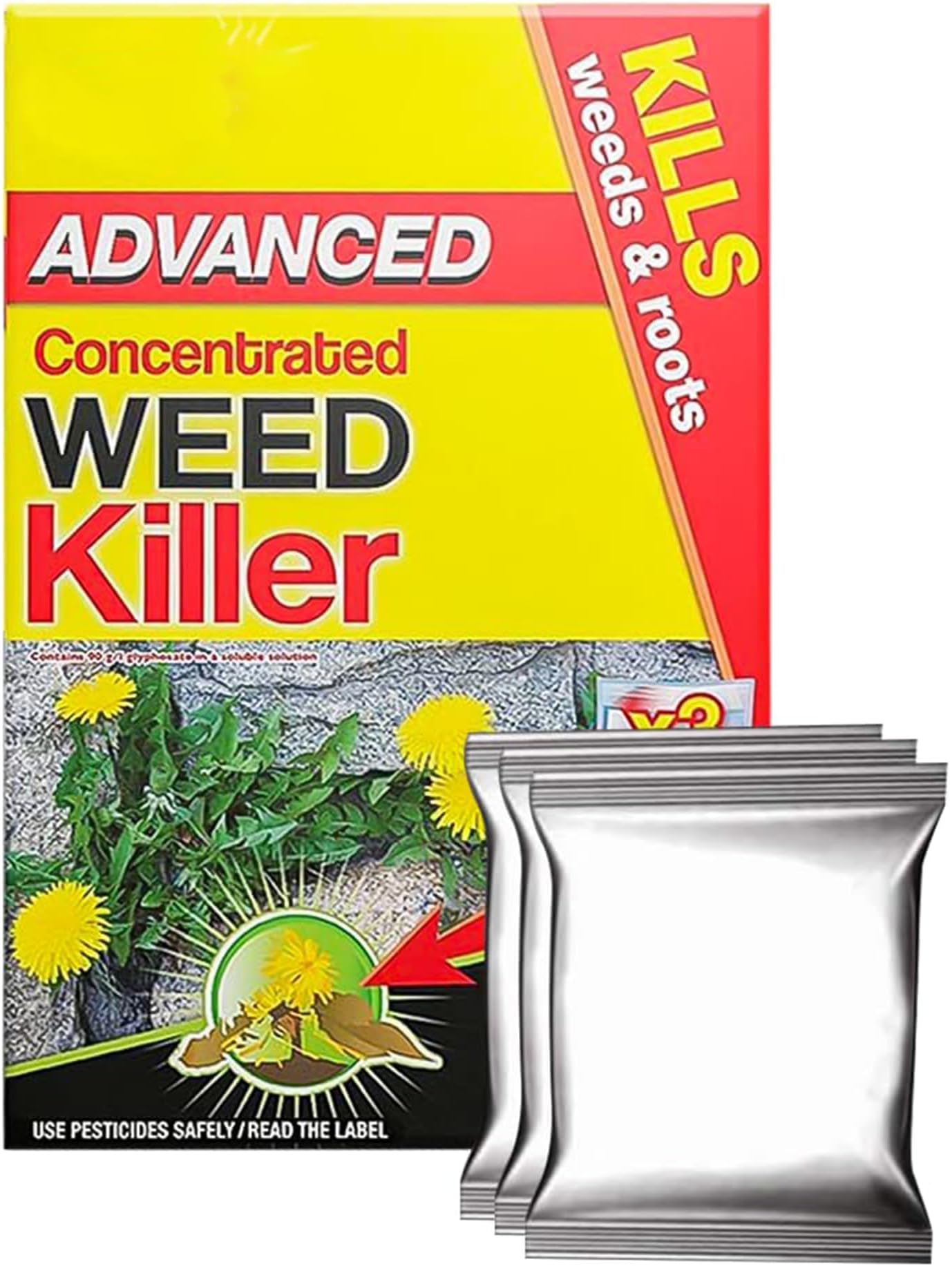 Advanced Concentrated Weedkiller 80ml x 3 Sachets Extra Strong with Glyphosate Super Strong High Strength Concentrated Weed & Roots Killer Liquid Sachets