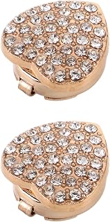 2pcs Heart Shape Rhinestone Button Cover Clipon Alloy Jewelry | Golden Finish, Decorative DIY Installation, Bridal Accessory Gift, Handbags, Mother's Day Styling