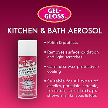 Gel-Gloss Home Kitchen & Bath Polish Aerosol - Carnauba Wax Formula,12 oz.