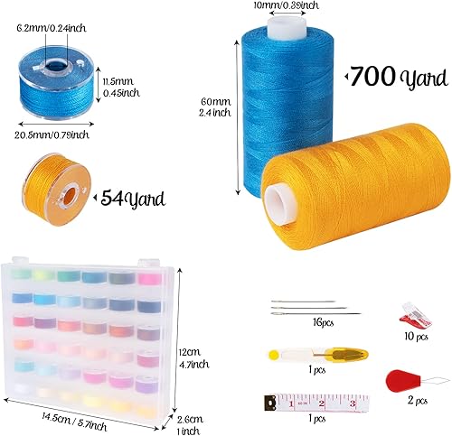 Miniatura 3 de ilauke - Hilo de coser de 36 colores de 700 yardas y un total de 210 piezas de hilo de bobina, bobinas preenrolladas y carretes de hilo por carretes