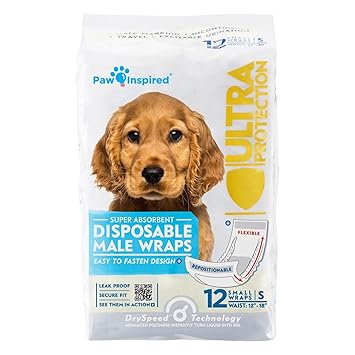 Paw Inspired Ultra Protection Disposable Male Wraps Bulk, Small