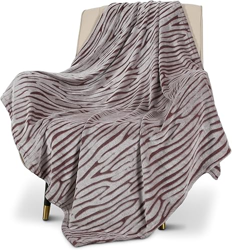 Vista 45 de MACEVIA Manta Decorativa de Forro Polar Sherpa para Sofá, Manta de Cebra 3D, Mullida, Gruesa, Cálida, Reversible, Acogedora, Cómoda, Súper Suave