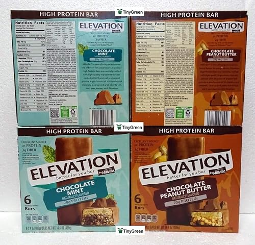Miniatura 2 de Millville Elevation Mint - Barras de chocolate y mantequilla de maní con alto contenido de proteínas, 14.4 onzas, 14.39 oz (paquete de dos)