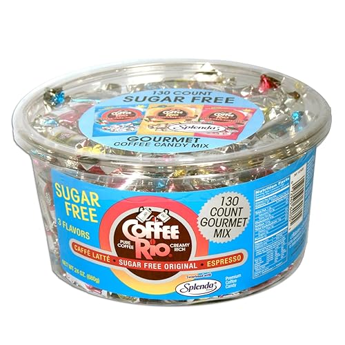 Coffee Rio - Caramelo de café sin azúcar de sabores surtidos (café con leche, original y espresso), tubo de 24 onzas (130 mezcla gourmet), caramelos