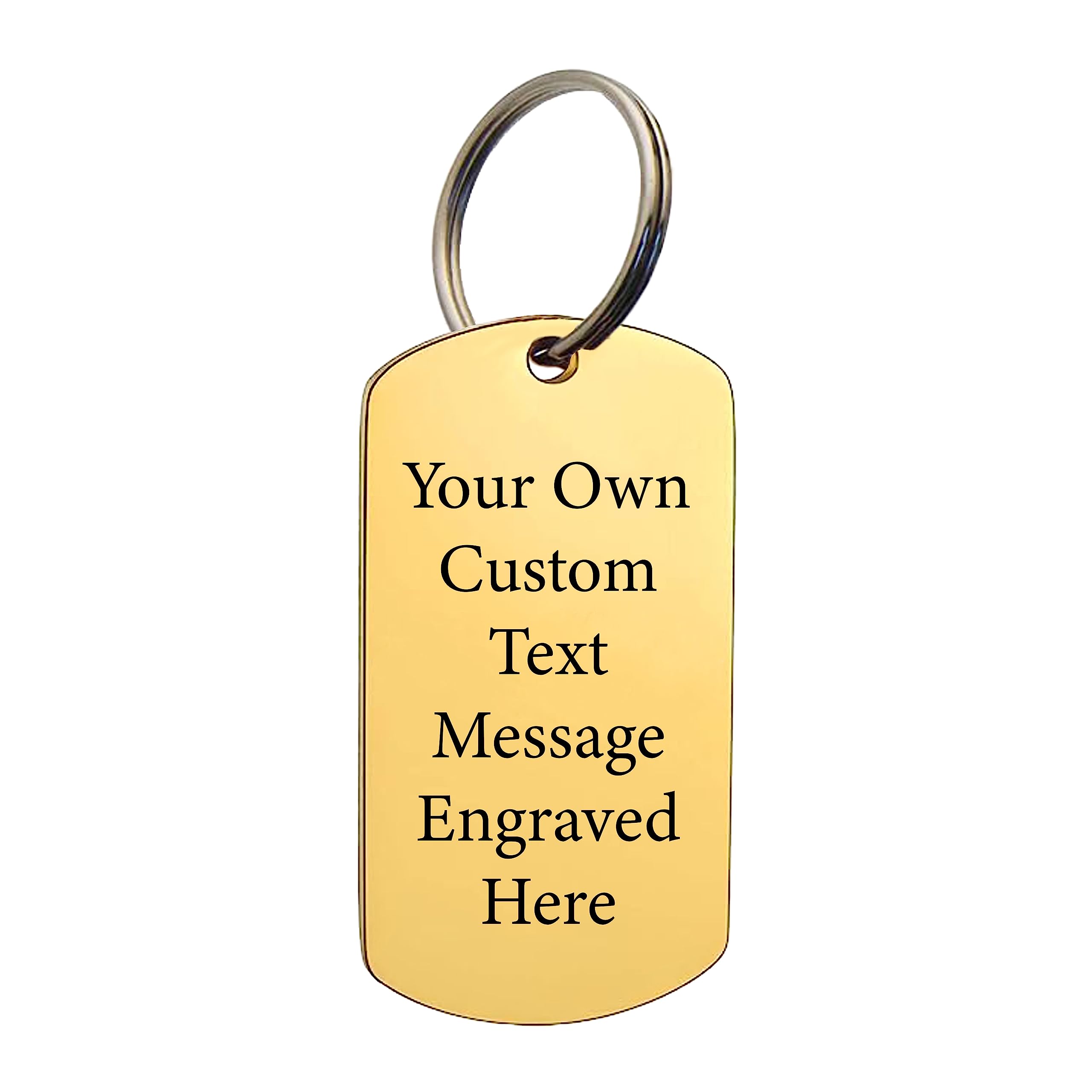 Unisex Gold Pb Tech Personalised Stainless Steel Keyring For Him Or Her - Engraved With Your Custom Text/Message Keepsakes Gift (Gold)