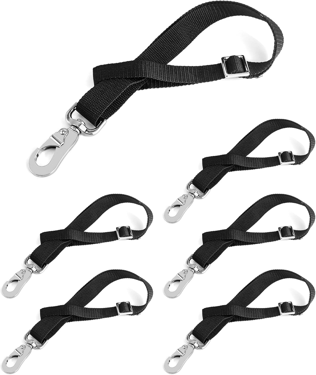 QWORK Horse Bucket Strap, Nylon, 6 Pack, Adjustable 21″ to 32″ Length, for Hay Nets, Water Buckets, Outdoor Feeders, Black