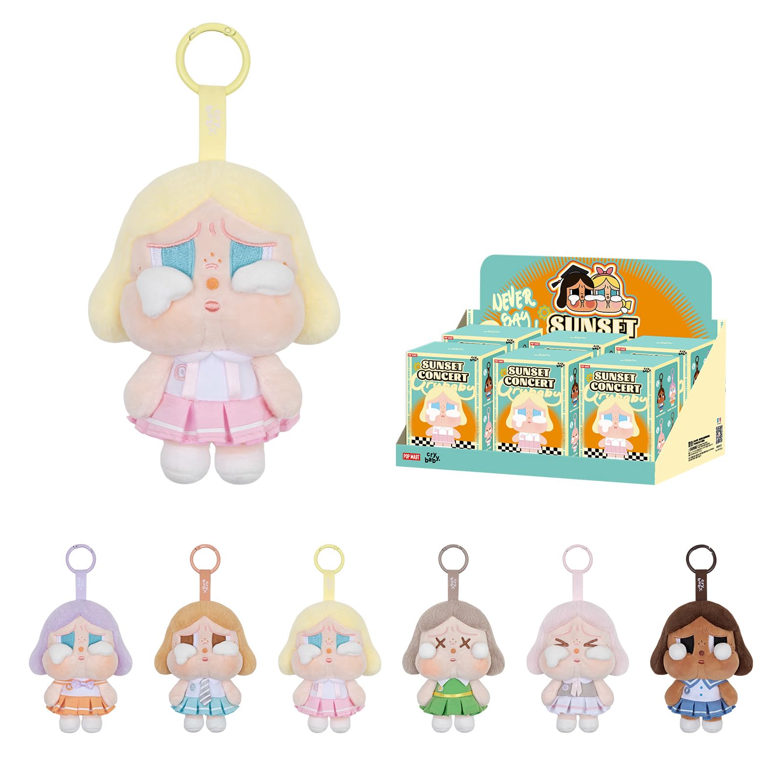POP MART Crybaby Sunset Concert Series-Plush Pendant Blind Box, Crybaby Blind Box Figures, Random Design Action Figures Collectible Toys Home Decorations, Holiday Birthday Gifts, Whole Set