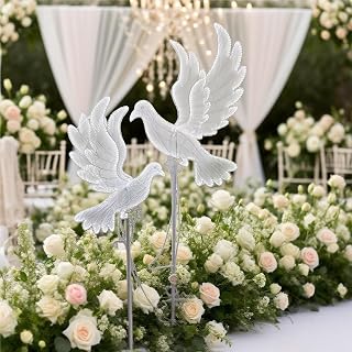 2pack Creative Wedding Guide Floor Lamp Set, Romantic Decoration Props with Adjustable Bracket for Stage, Wedding, Party, Dance Floor(White Light,Large)