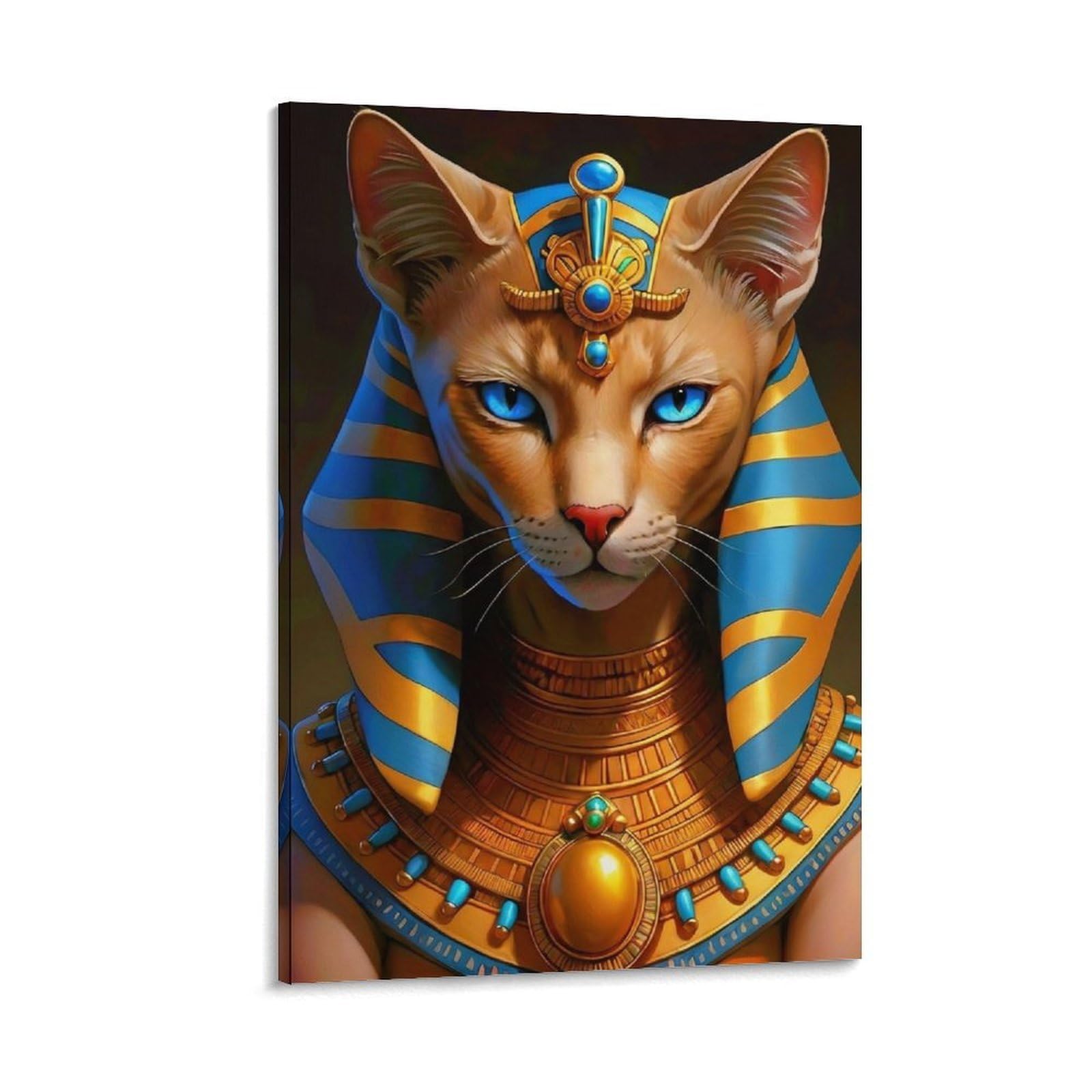 DHBANEIOK Egyptian Cat Pharaoh Poster Artwork Giclee Canvas Prints Modern Canvas Wall Art Picture Wall Hanging for Home Decorations 20x30inch(50x75cm)