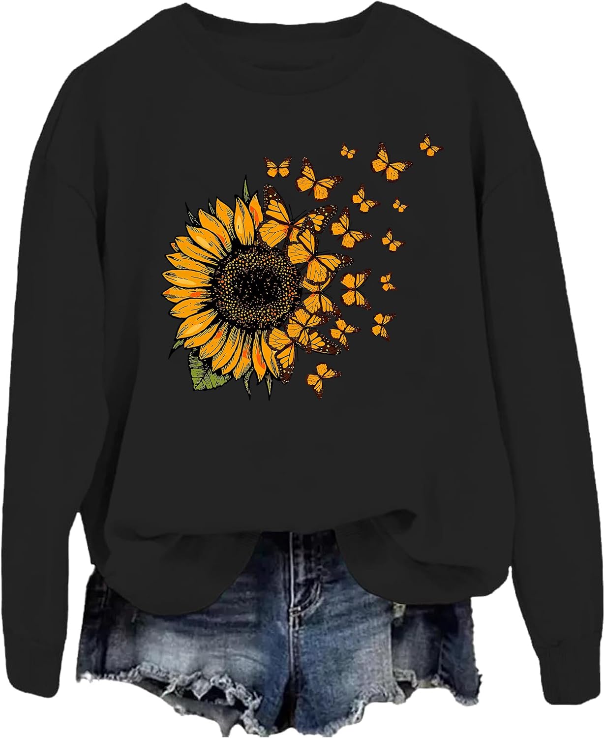 Butterfly Sunflower Hoodie - Flying Butterflies Sweatshirt