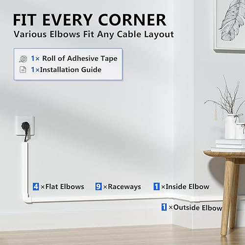 Miniatura 4 de Embellecedor para cable para un solo cable, cubierta de cable, cubrecables de PVC, canal para cable para ocultar un solo cable de alimentación, como