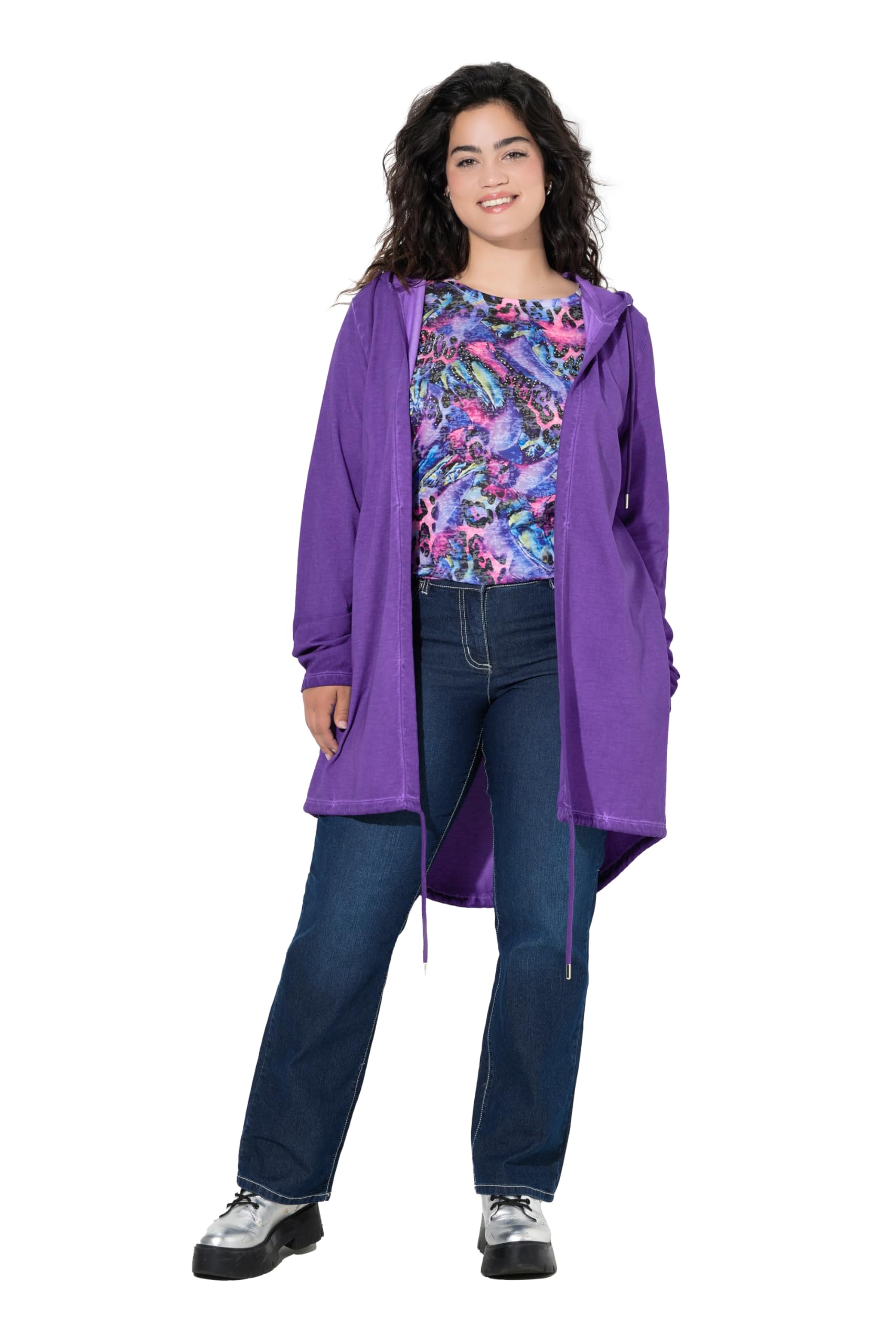 Angel of Style Damen große Größen Übergrößen Plus Size Sweatjacke, offene Form, Kapuze 839368