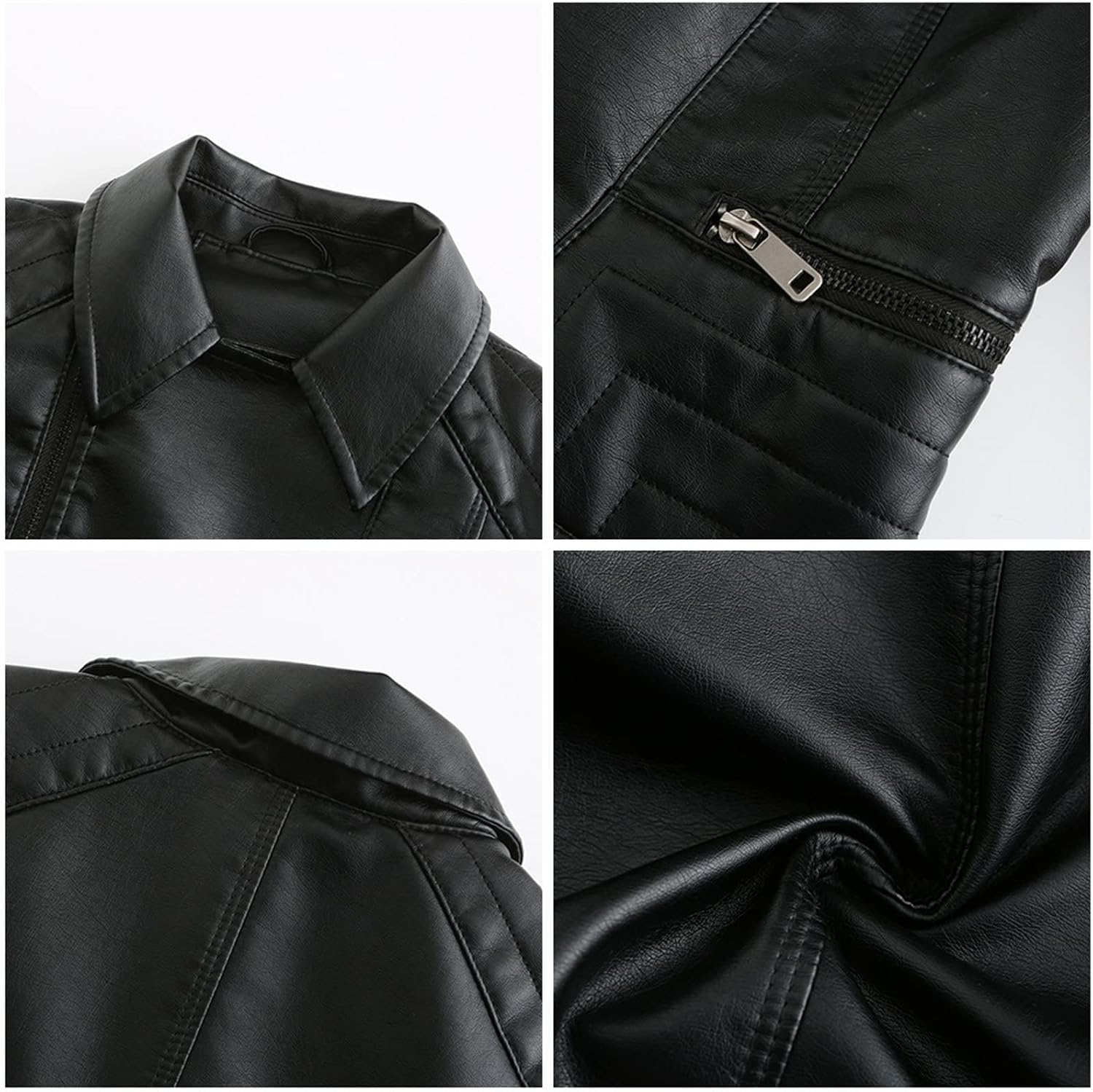 Women's Leather Jackets Faux Motorcycle Fashion Lightweight Zipper Outwear Plus Size Faux Long Sleeve Short Coat