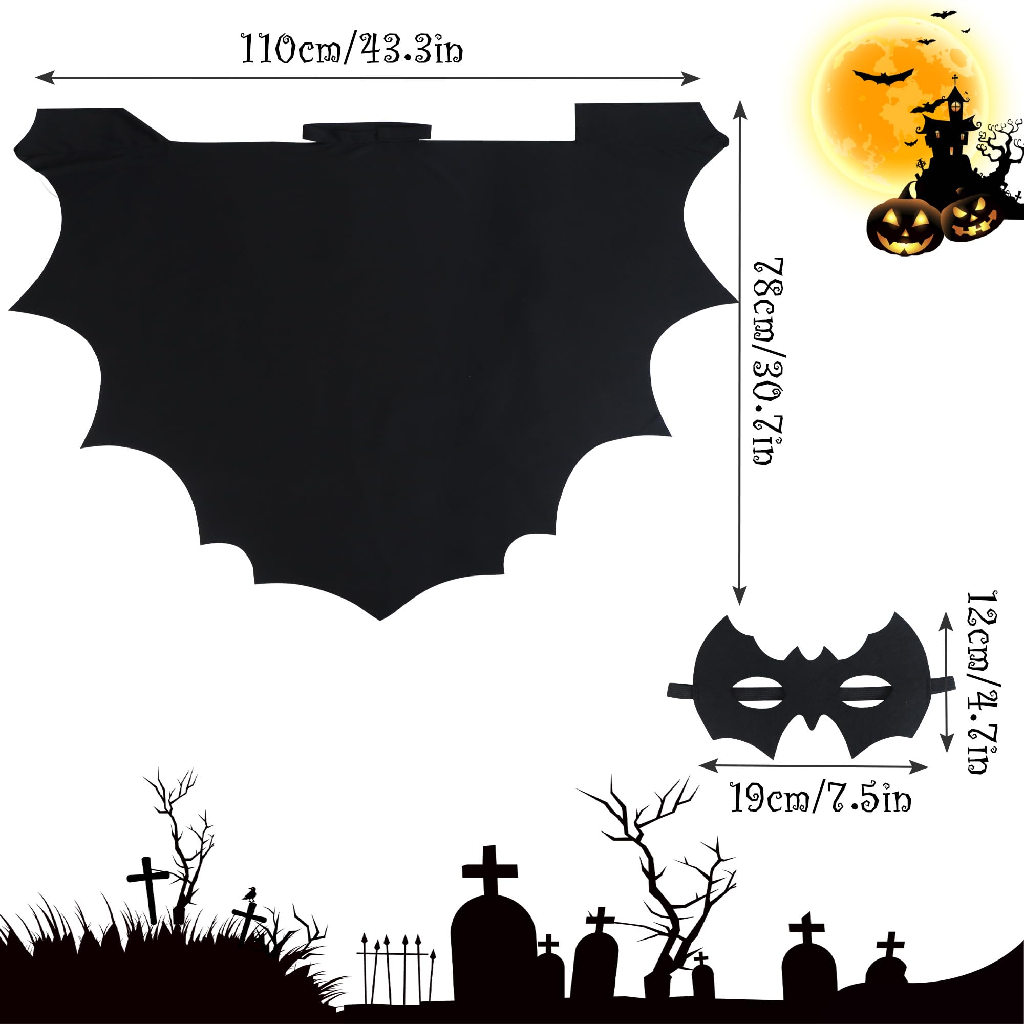 NiCola Kids Bat Costume, Bat Wings for Kids Girls bat Halloween Costume with Mask - Image 3