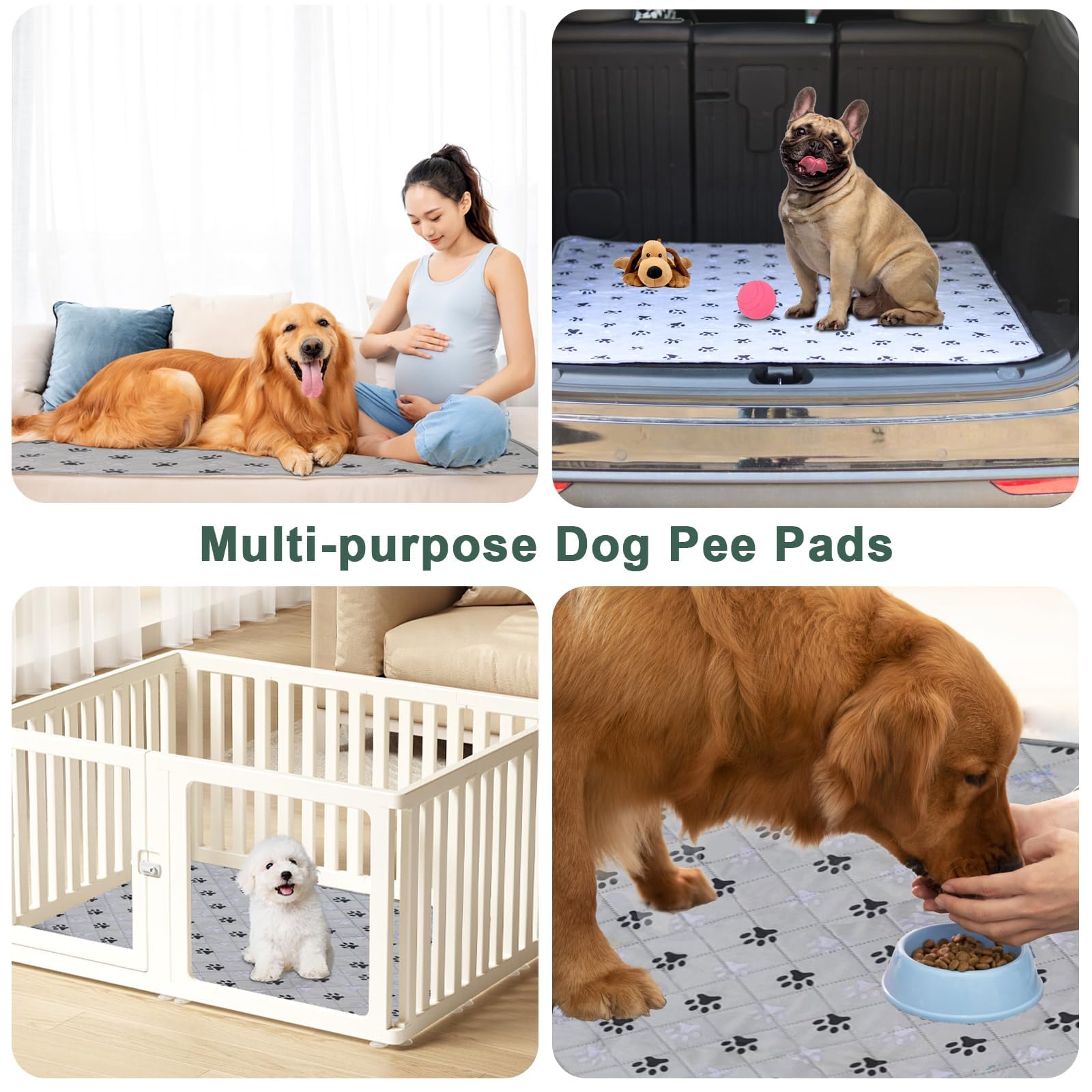 JERIA Paquete de 2 Almohadillas Reutilizables Lavables para orina para Perros, Antideslizantes, Impermeables, absorbentes y a Prueba de Fugas, Almohadillas de Entrenamiento para Mascotas (72 x 72