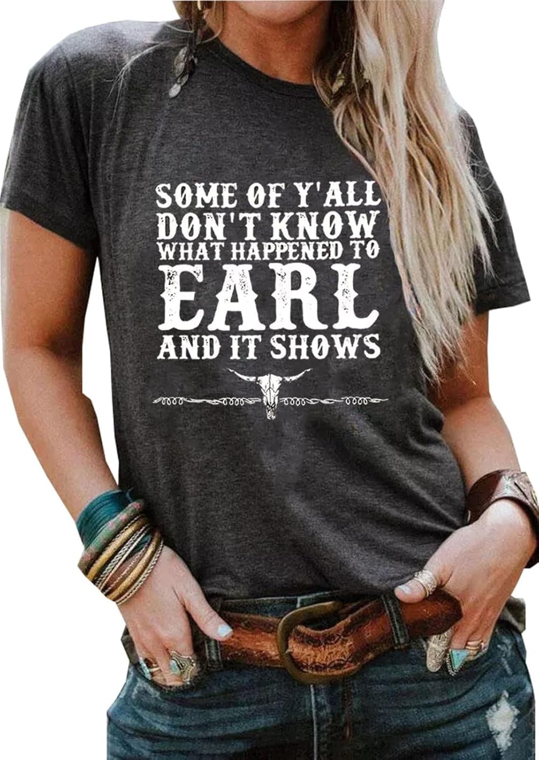 Country Music Shirt for Women Cow Skull Shirts Western Graphic T Shirts Rodeo Cowboy Short Sleeve Casual Tee Tops