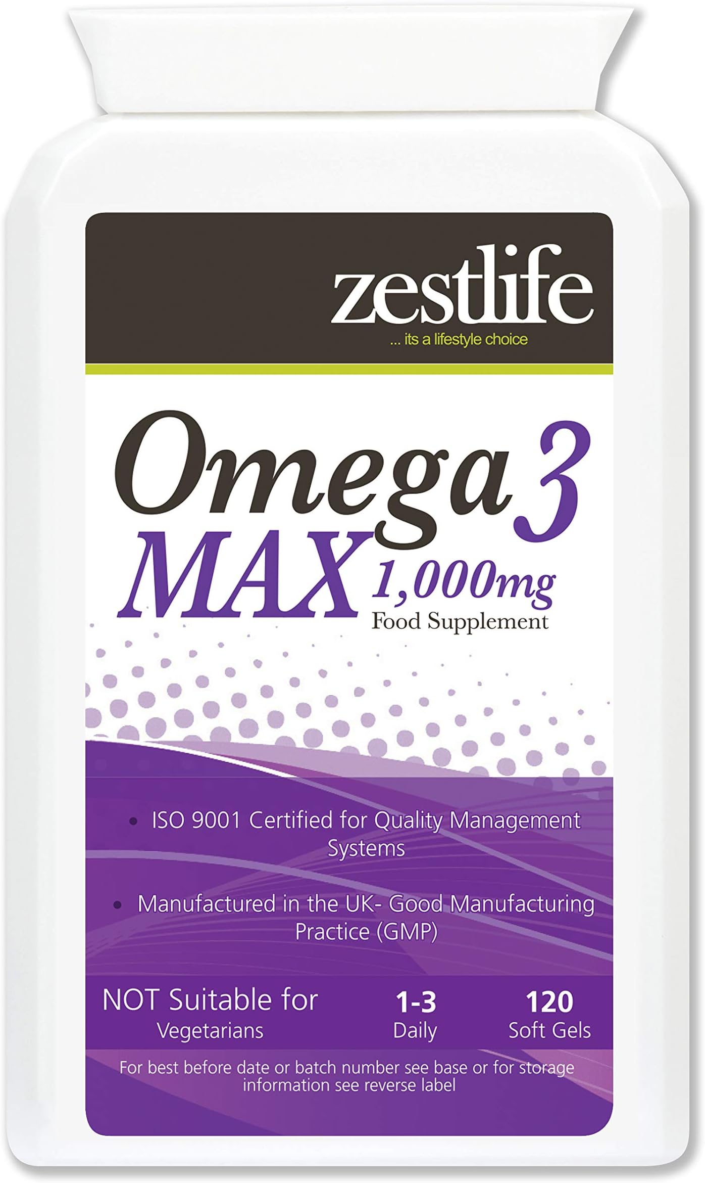 Zestlife Omega 3 MAX Fish Oil | 3 Essential Fatty Acids (EPA and DHA) | 1000mg x 120 Soft Gels