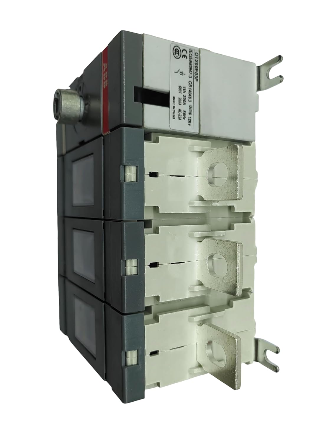 New OEM OT200E03 OT200E03P Switch-Disconnector，200A，3-Pole，Front-Operated, Base-Mounted Switch-Disconnector with Black IP65 Handle and Shaft, Terminal Bolt Kit Included