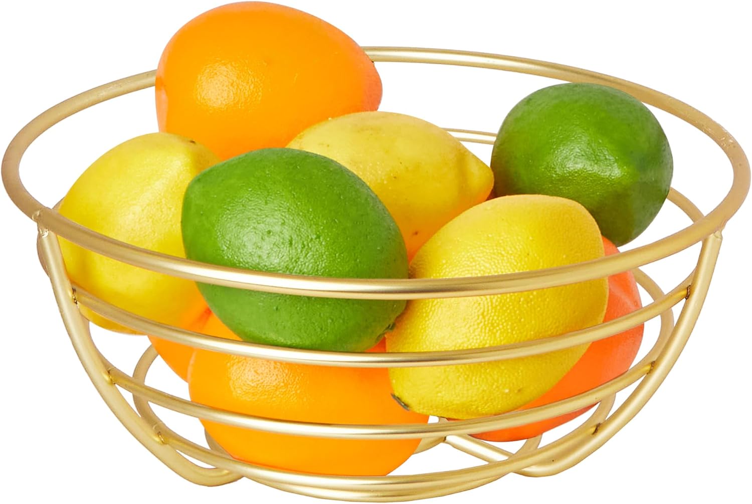 Spectrum Euro Gold Wire Fruit Basket for Kitchen Countertop Storage, Sturdy Steel Metal Wire Decorative Fruit Bowl for Fresh Produce Vegetables Bread & Snacks Modern Open Design for Airflow