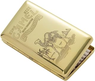 Slim Vintage Metal Cigarette Case with Laser-Etched Design - Holds 14-20 King Size or 100s Cigarettes - Portable Travel Holder for Men & Women (100s Size)