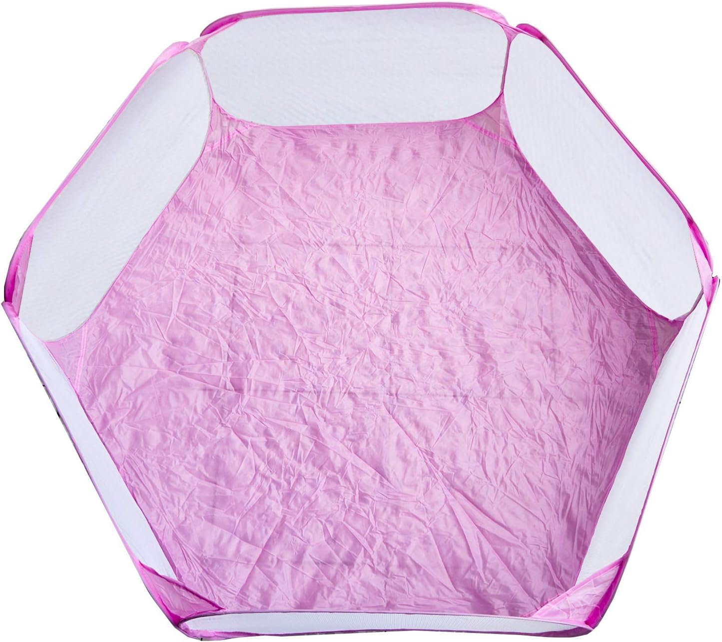 Portable Small Animal Playpen Breathable Pet Cage Tent Pop-Up Exercise Fence Transparent Yard Fences Folding Play Pen for Guinea Pig, Rabbits, Hamster, Chinchillas and Hedgehogs (Pinkwhite)