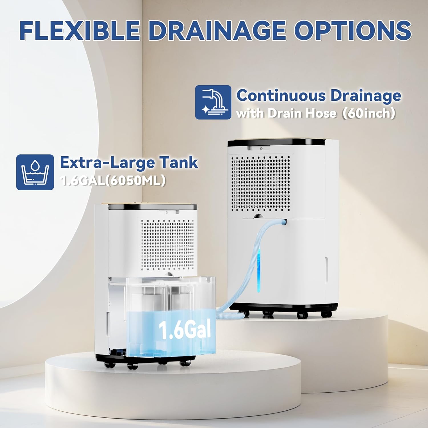 5000 Sq.Ft Dehumidifier for Basement with Drain Hose, 52 Pint Large Best Compressor Dehumidifiers for Home or Garage, Smart Humidity Control, 24H Timer & Child Lock, Ideal for Large Rooms, Garage - Image 3