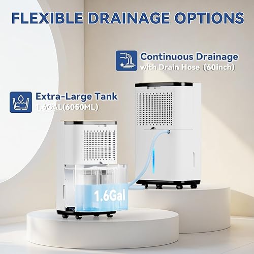 Miniatura 3 de Deshumidificador de 5000 pies cuadrados para sótano con manguera de drenaje, 52 pintas grandes mejores deshumidificadores de compresor para el hogar