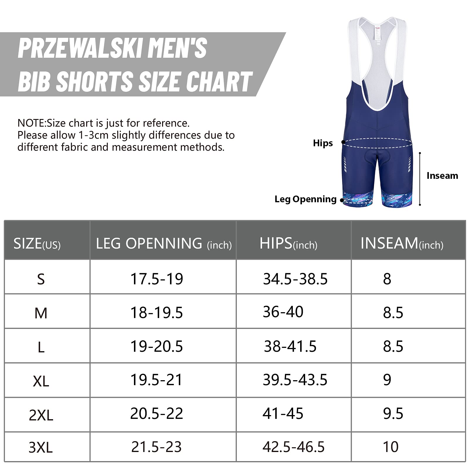 Przewalski Cuissard à Bretelles Homme avec Poches, Short Cyclisme Rembourré 4D pour Vélo Route, VTT et Entraînement