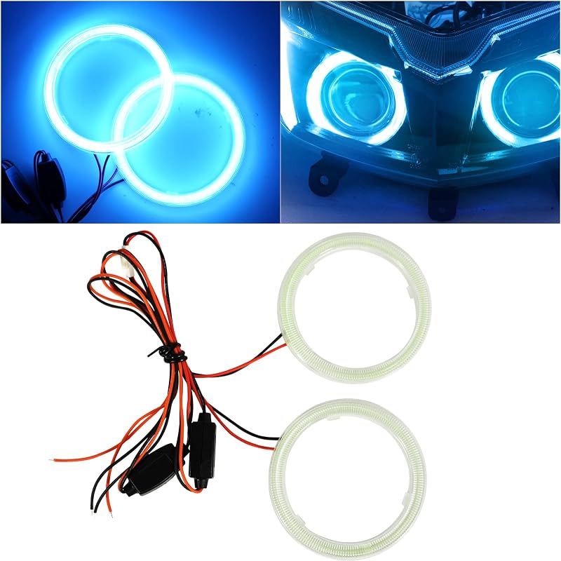 Anel Halo Angel Eyes COB LED DRL Qasim 70 mm Azul-Gelo 9–30 V – 1 unidade