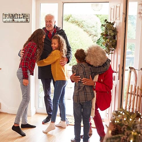 Miniatura 3 de Wood Wall Decor Sign Family Wall Art Sign Home Inspirational Motto Printed Plaque Sign-Family, Where Life Begins and Love Never Ends 16"x5"-Wood