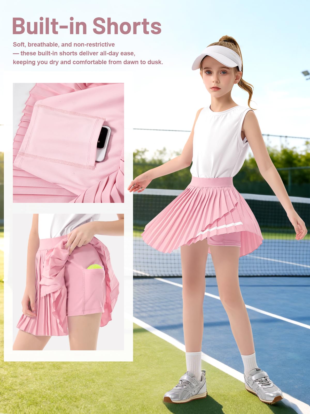 Rolanko 2 Pièces Ensemble pour Filles, Débardeur et Jupe Tenue de Tennis et de Golf D'été Ensemble