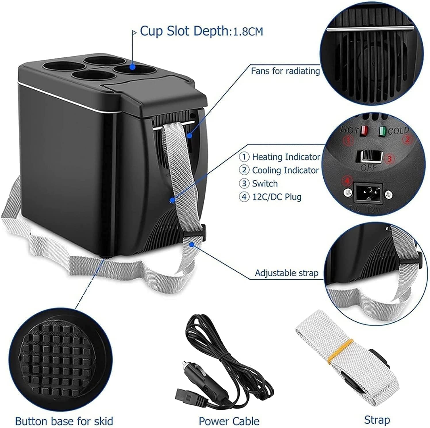 Portable Thermoelectric Cooler and Warmer Refrigerators Mini Fridge for Camping/Great for Bedroom/Car/Dorm