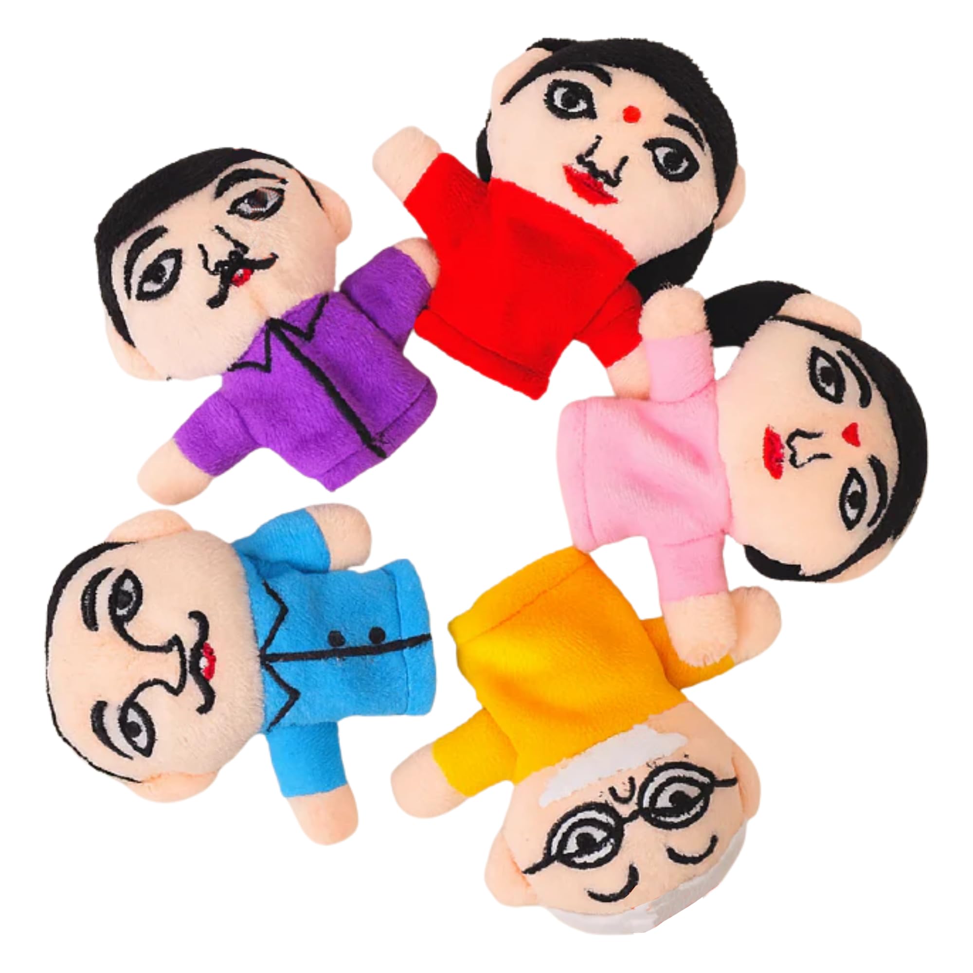 Family Finger Puppets 5 Pcs Toy for Kids Mini Soft Figures Toy for Boys & Girls Ideal as Party Favors, Shows, Playtime, Schools, Role Play Toys, Multicolor-picture-10