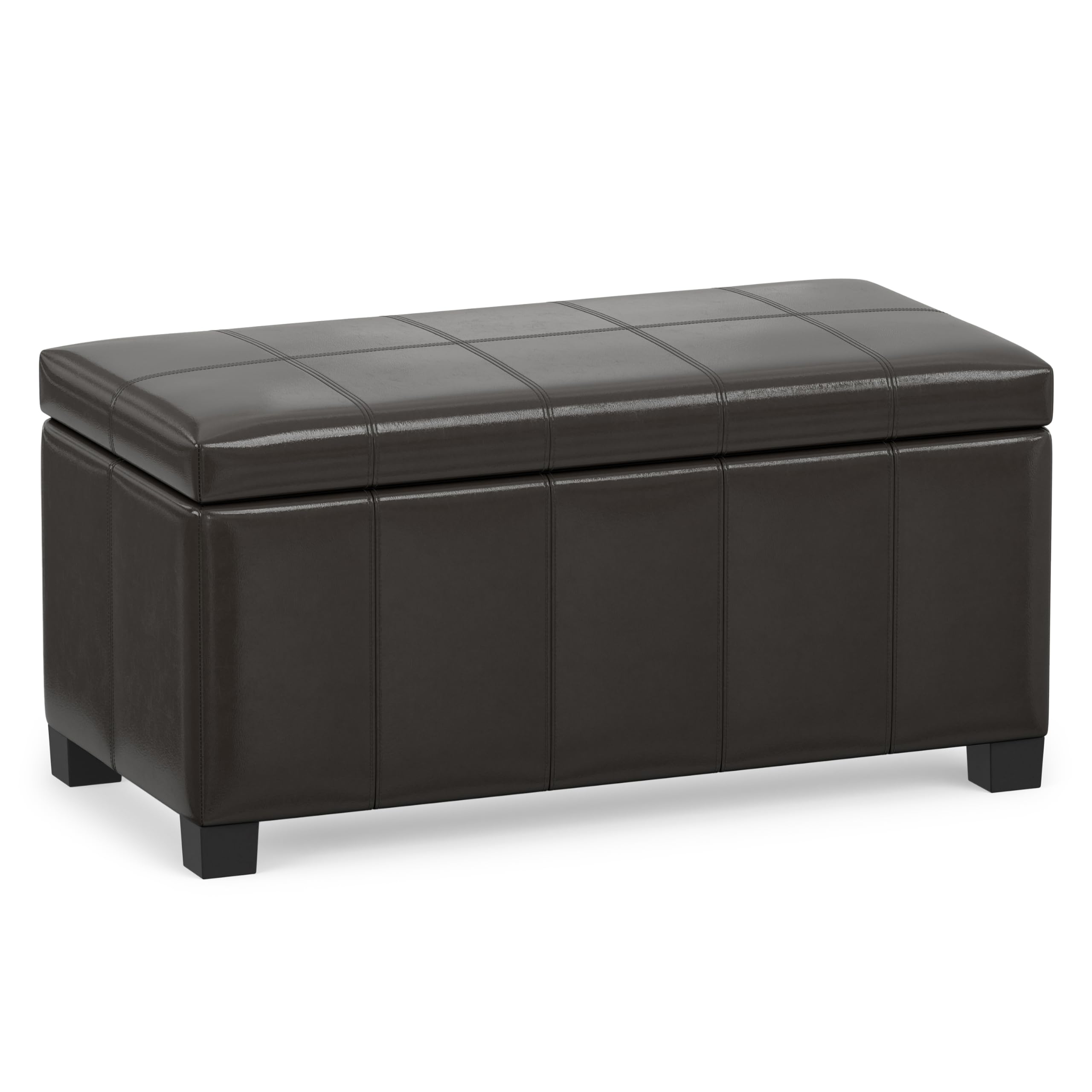 Dover Vegan Leather Storage Ottoman 36 Inch