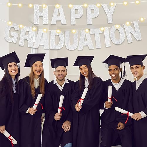 Miniatura 6 de Kit de 112 pancartas personalizables con purpurina para bricolaje, incluye 107 letras y números, 3 cuerdas y 2 letras de luz, decoración