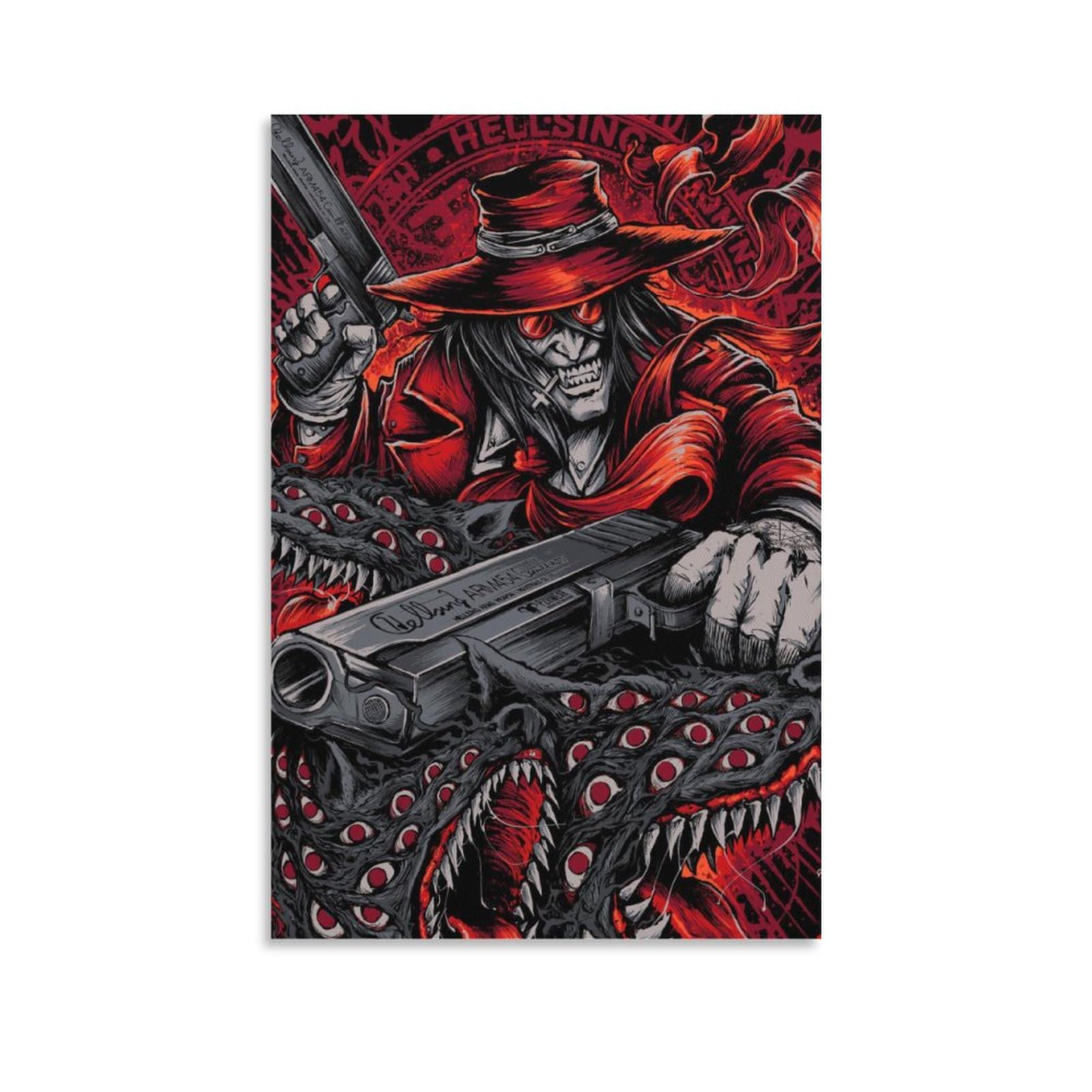 Hellsing Horror Anime Poster Ultimate Vampire Alucard Hellsing Wolf Cool Canvas Wall Art Picture Print Modern Family Bedroom Decor Posters 16x24inch(40x60cm)