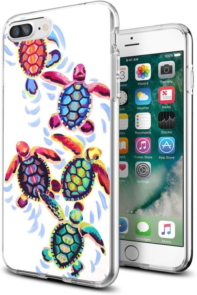 for iPhone 7 Plus 8 Plus Case Clear with Cute Sea Turtles Design for iPhone Case 5.5" Protective Phone Cover for Girls Men Women Cover Shockproof Bumper Anti-Drop PC Frame for 5.5" Designer