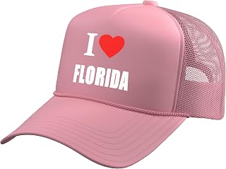 I Love Florida for Men Women and Students Trucker Hat with Adjustable Mesh Back