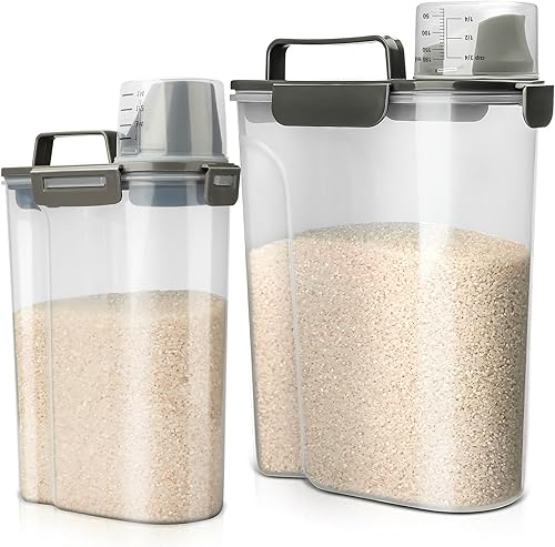 Miniatura 12 de Contenedor de almacenamiento de arroz, dispensador hermético de 5 a 10 lb de alimentos secos, recipiente para comida de perro y gato, contenedor de