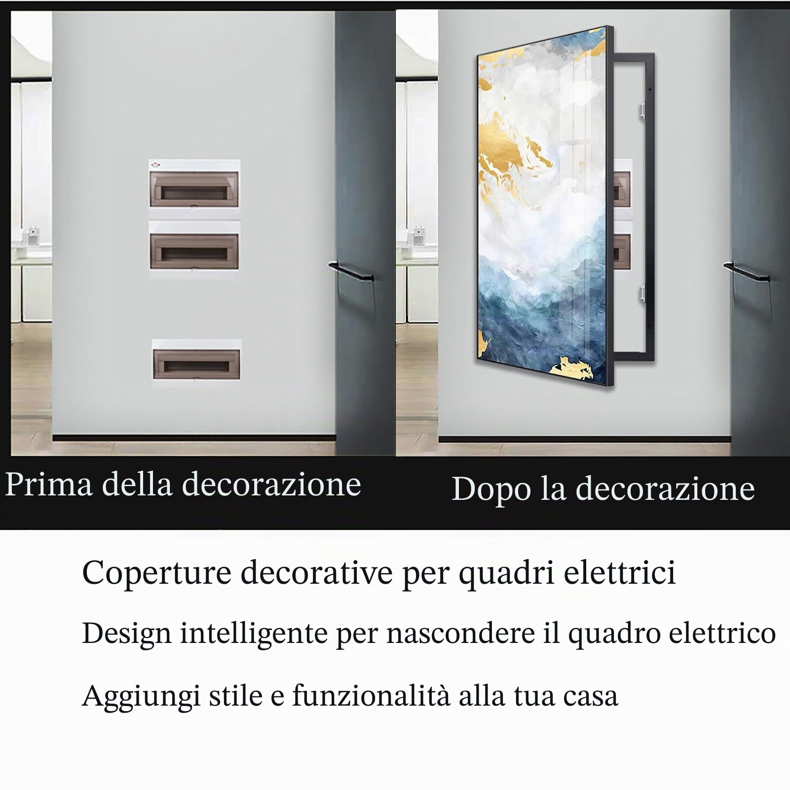 Scatola Elettrica Contatori Copertura Scatola di Distribuzione Contatore Flip Quadro Elettrici Contatori per Pittura Nascondi Dipinti Decorazione,D （Gold）,50 * 70cm