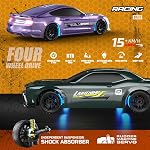 1h43 Mini RC Voiture dérivante, 4WD15KM/h Portable RC Voiture de drift (Gray) LED lumières & Commutateur de vitesse. Drift sur les ordinateurs de bureau, bureaux & Planchers. Construit Tough, prêt à courir!
