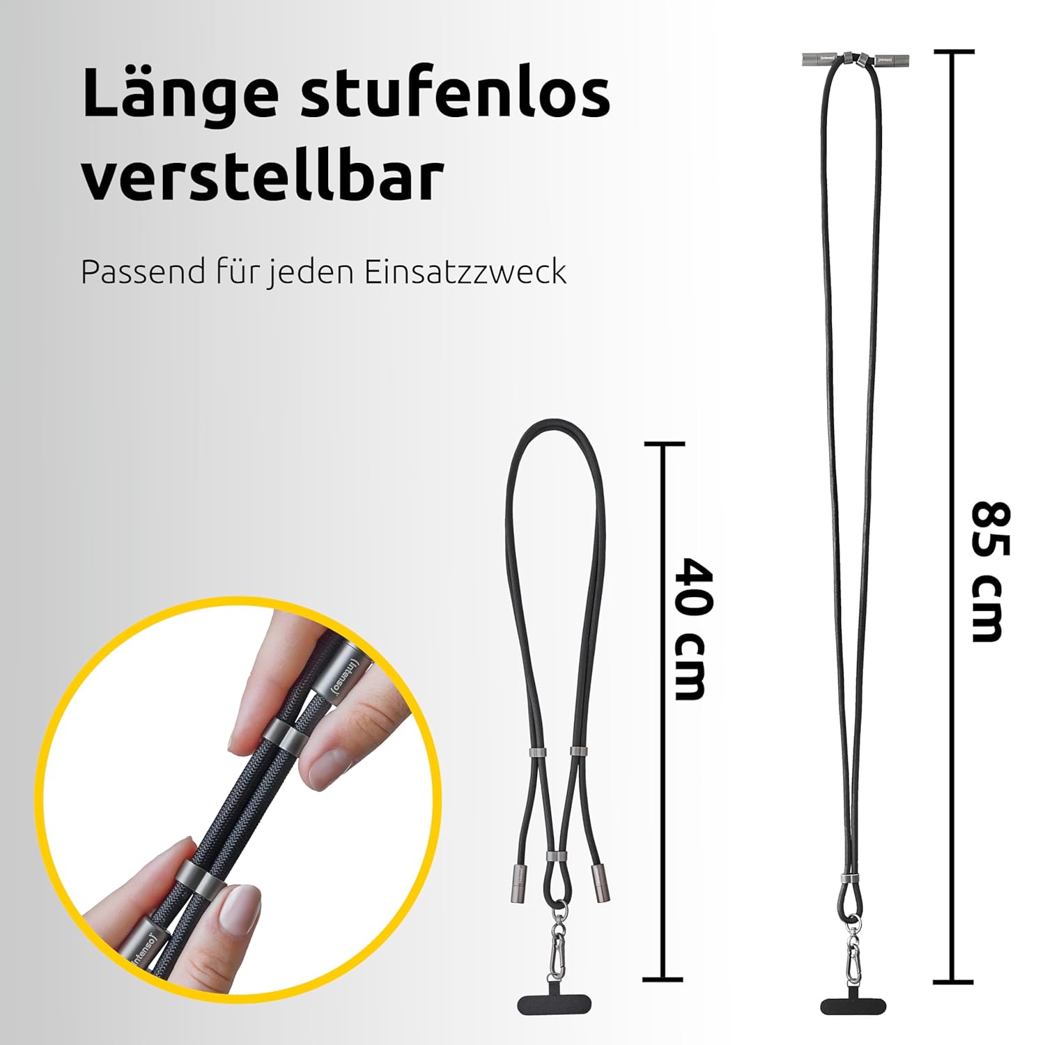 Intenso USB-C Charging Cable 60W 480Mbps Nylon PD3.0 QC4.0-1.65m Adjustable Size Black